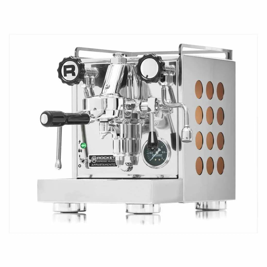 Appartamento Espresso kavos aparatas-Šilumos mainiklis-Rocket Espresso-Chromas/Varinis-Barista ir Espresso