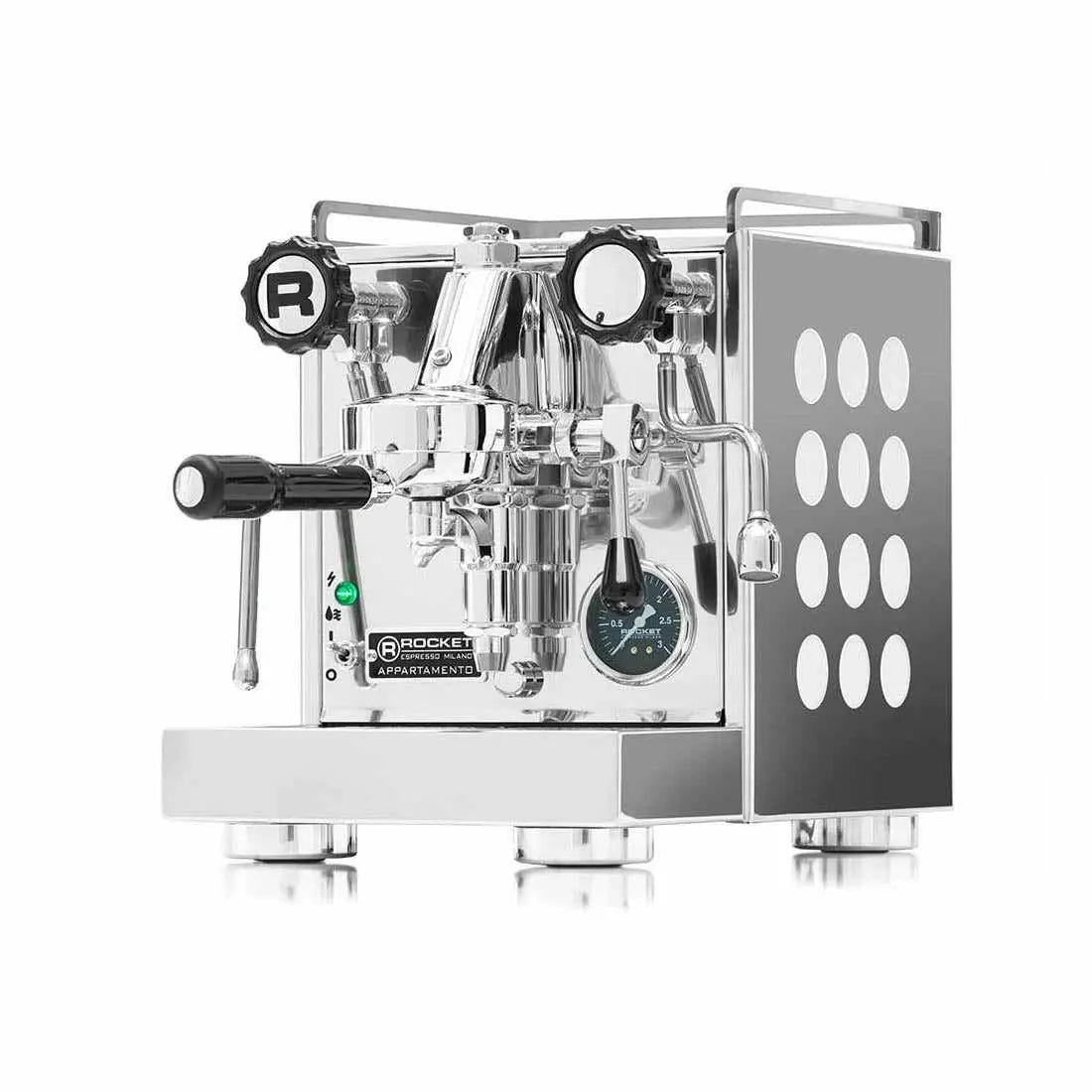 Appartamento Espresso kavos aparatas-Šilumos mainiklis-Rocket Espresso-Chromas/Baltas-Barista ir Espresso