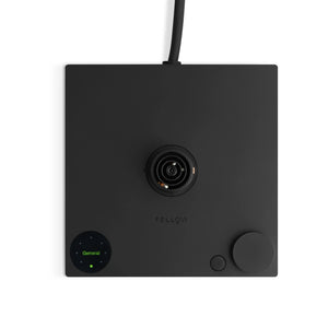 Juoda bazinė elektrinio virdulio dalis su valdymo mygtuku ir skaitmeniniu ekranu, EspressoGear dalis, viskas apie kavą.