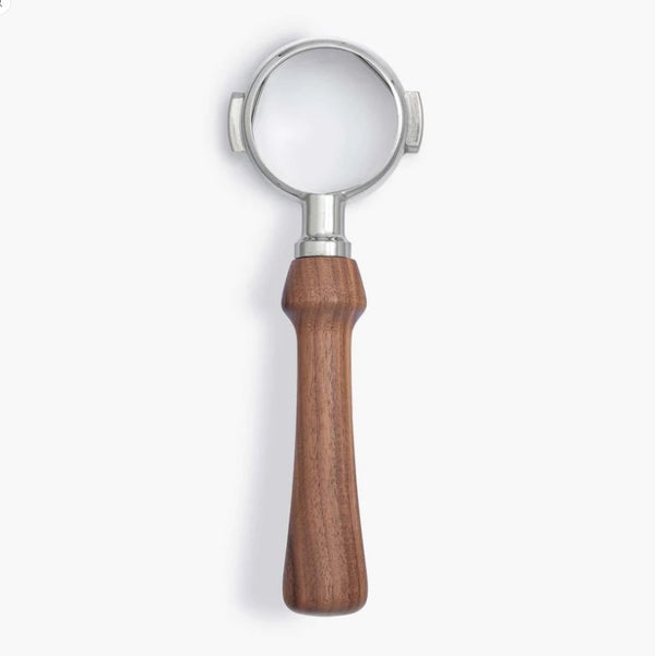 Wood Portafilter 58 mm bottenlös-Portafilter-Wiedemann Manufuktur-Refined-Walnöt-Barista och Espresso